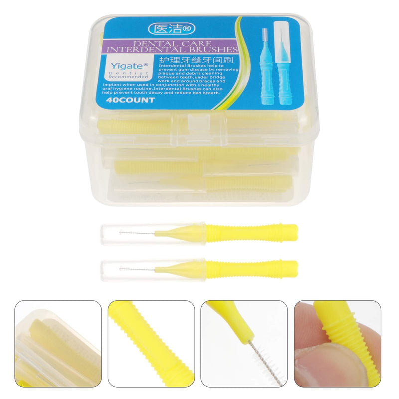 Healifty 40pcs Interdental Picks Dental Brush Picks Dental Floss Interdental Cleaners Yellow 0.4mm 6.5X0.66cm - BeesActive Australia