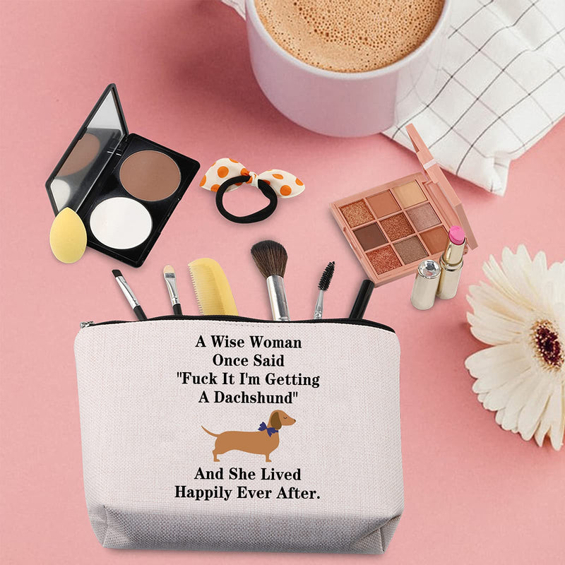 Dachshund Gift Pet Dog Makeup Bag A Wise Woman Once Said "Fuck it,I'm Getting a Dachshund" Gift for Dog Owner Cosmetic Bags (U.a Dachshund) - BeesActive Australia