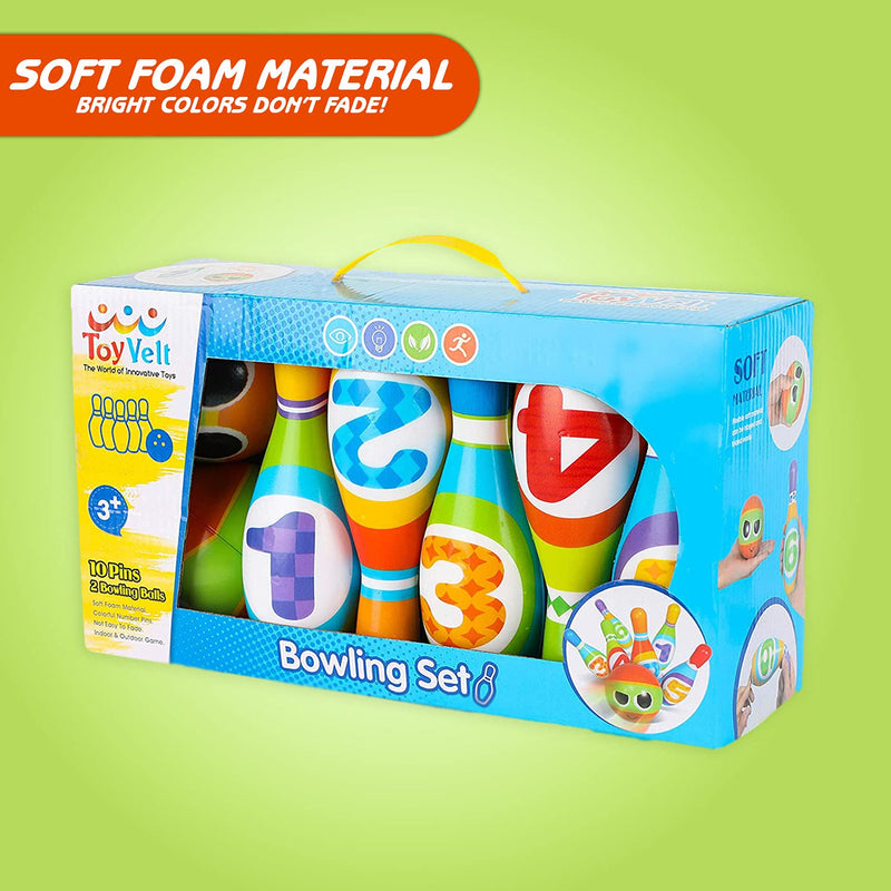 ToyVelt Kids Bowling Set - with 10 Bowling Pins & 2 Balls - Educational Early Development Indoor & Outdoor Games Set - for Toddlers & Infants Boys & Girls Ages 3,4,5 -12 Years Old - BeesActive Australia