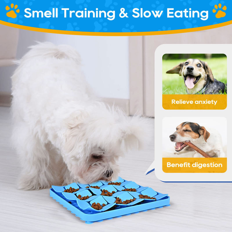 OurMiao Silicone Snuffle Mat for Dogs, Slow Feeder Dog Bowls Cat Bowl, Dog Sniff Mat Treat Mat Puzzle Bowl for Smell Training Slow Eating Blue - BeesActive Australia