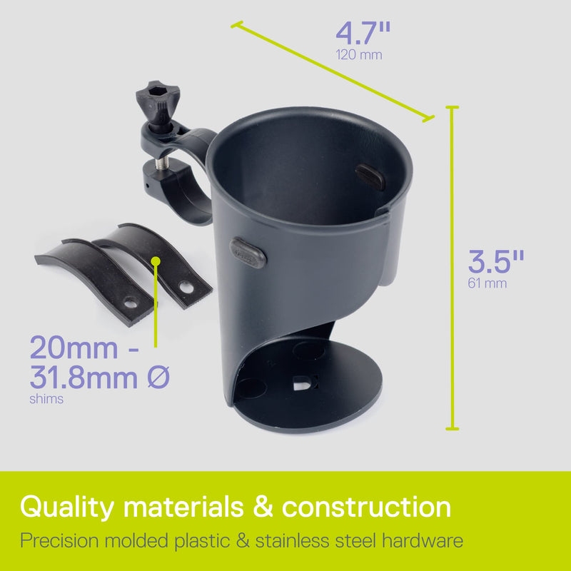 Delta Cycle Expanding Beverage Holder - Bike Cup Holder Handlebar Cruiser for Water Bottles, Coffee Cups and More - Integrated Rubber Pads for Secure Grip - Easy Installation, Durable Construction Grande Beverage Holder - BeesActive Australia