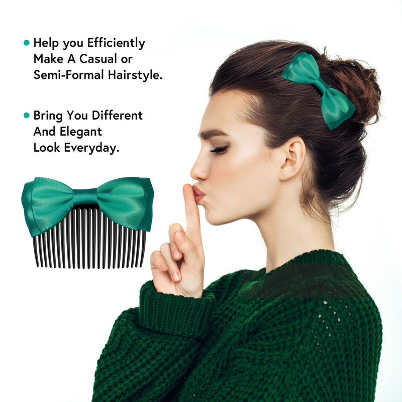 MARY LAVENDER Side Hair Comb with Bows for Bangs French Twist Hair Pin Clips Hair Accessories Hair Styling Decorative Comb for Women Kids Girls 5pcs - BeesActive Australia