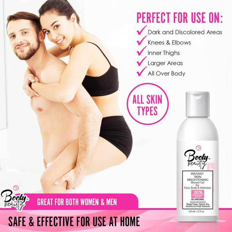 BOOTY BEAUTY - Body Lightening Lotion - No Hydroquinone - All-Natural, Fastest, Strongest, Safest. All Over Use. Knees, Elbows, Inner Thighs 2 Fl Oz (Pack of 1) - BeesActive Australia