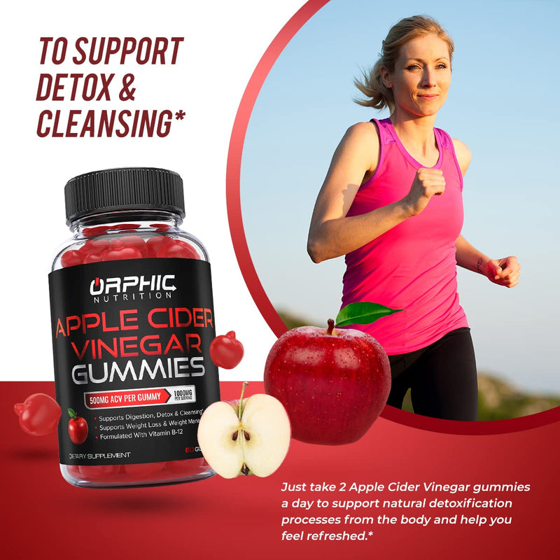 Apple Cider Vinegar Gummies - 1000mg - Formulated to Support Weight Loss Efforts & Gut Health* - Supports Digestion, Detox & Cleansing* - ACV Gummies W/VIT B12, Beetroot & Pomegranate (60 Gummies) 60 Count (Pack of 1) - BeesActive Australia