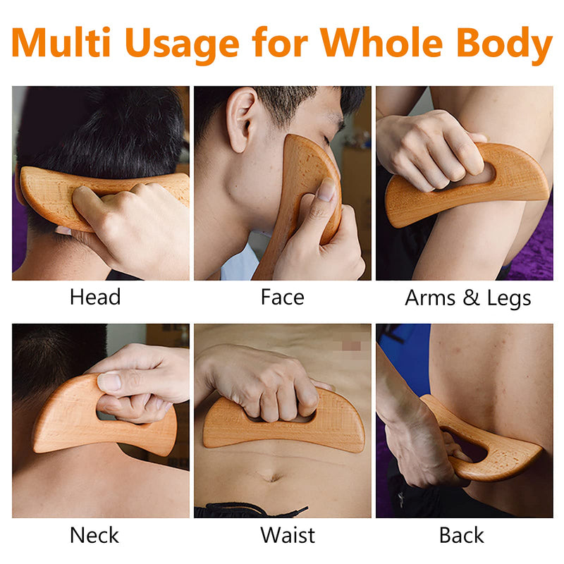 Lymphatic Drainage Massager, Wooden Gua Sha Tool, Manual Massage Scraper for Anti Cellulite and Relieve Muscle Fatigue, Body Gua Sha Paddle - BeesActive Australia