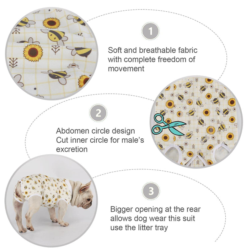 Etdane Dog Surgical Recovery Suit Pet Onesies Made of Recycled Fabric Cat Bodysuit Post-Operative Shirt Alternative Cone E-Collar Abdominal Wounds Protector for Female Male Dog Puppy X-Large Bee - BeesActive Australia
