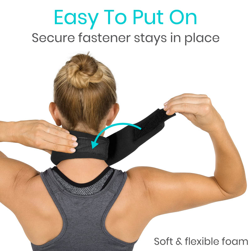 Vive Neck Brace - Foam Cervical Collar Adjustable Soft Support Can Be Used During Sleep - Wraps Aligns and Stabilizes Vertebrae - Relieves Pain and Pressure in Spine (Black, 3" Width) Black 3" (Three Inch Width) - BeesActive Australia