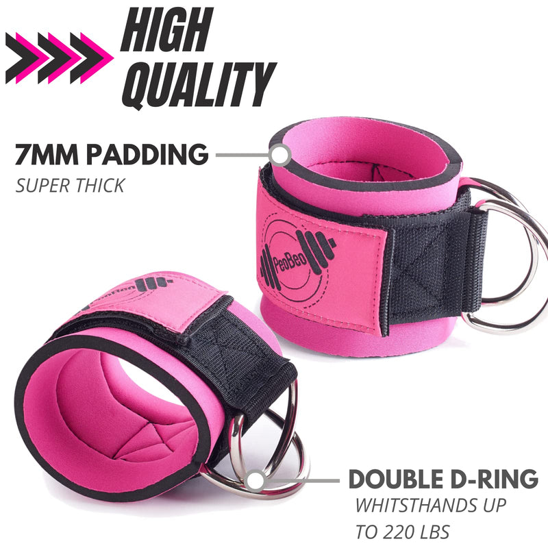 PeoBeo Ankle Strap for Cable Machine Cable Attachments for Gym Ankle Straps for Cable Machines Straps Foot Straps for Cable Machine Attachment Glute Machine Gym Accessories for Women Pink - BeesActive Australia