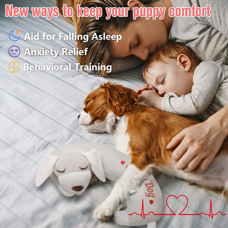 Dog Heartbeat Toy for Anxiety Relief, Calming Puppy Behavioral Training Aid Toy Puppy Dog Pals Toys Pet Companion Pillow Grey - BeesActive Australia