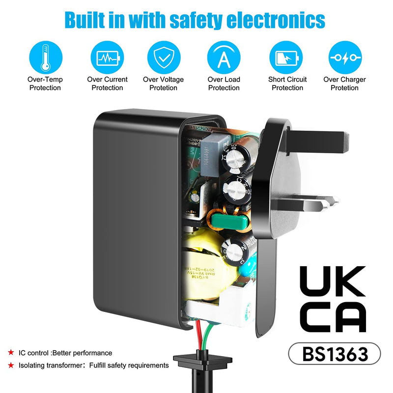 KFD UK Plug 15V Power Adapter Replacement Theragun Charger for Thergun Mini G4 Theragun Prime Charger 4th Generation Portable Muscle Massage Gun Electric Massagers Battery Charger Cable - BeesActive Australia