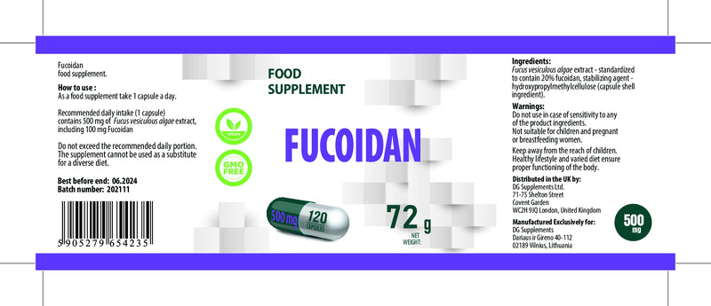 Fucoidan from Bladderwrack (Fucus vesiculosus) 500mg 120 Vegan Capsules, High Strength Supplement, Gluten and GMO Free - BeesActive Australia