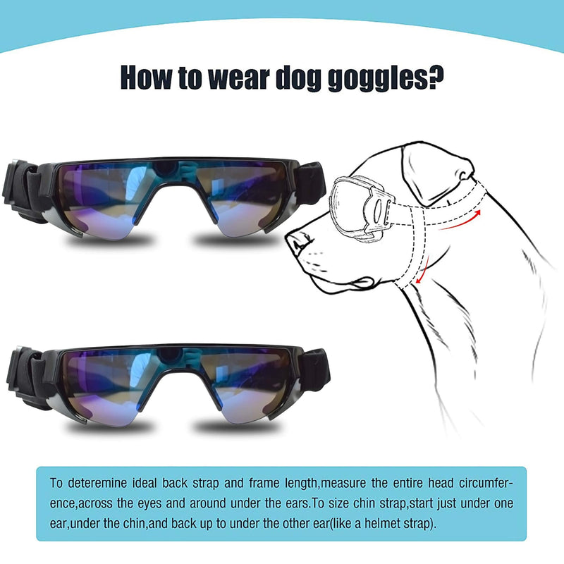 URBEST Dog Goggles, Eye Protection (New Version) for Small Dog Sunglasses Waterproof Windproof UV Protection for Doggy Puppy Cats Dark Blue - BeesActive Australia