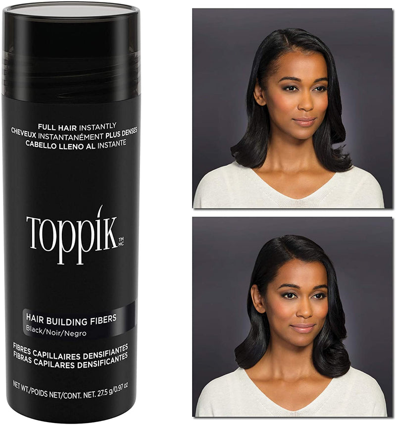 Toppik Hair Building Fibres Powder, Black, Keratin-Derived Fibres for Naturally Thicker Looking Hair, 27.5g - BeesActive Australia