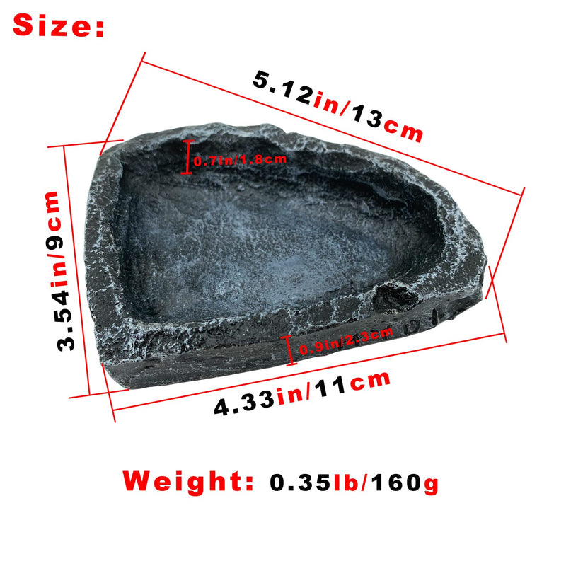 2 Pack Reptile Water Dish Food Bowls, Reptile Feeding Dish Corner Rock Bowls, Amphibian Reptile Feeding Terrarium Bowl for Gecko Lizard Bearded Dragon Frog Tortoise Spider Scorpion Hermit Crab Round Bowl + Corner Bowl - BeesActive Australia