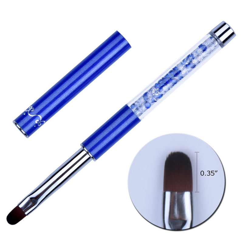 Ycyan 1Pcs Oval UV Gel Nail Brush Rhinestone Handle Professional Nail Art Tools Size 8 Blue - BeesActive Australia