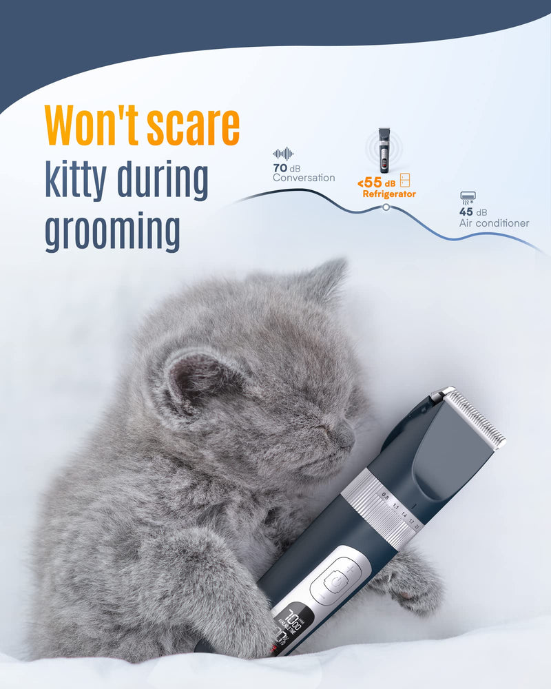 Cat Grooming Clippers for Matted Long Hair,Low Noise Cat Clippers Shaver,4 Speed Cordless Pet Clippers Kit for Cats Dogs and Pets Blue - BeesActive Australia