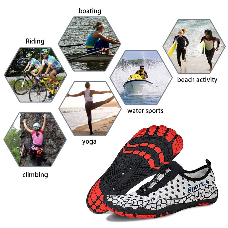 Water Shoes Mens Womens Barefoot Diving Swim Shoes Water Sports Non-Slip Aqua Shoes for Swim Pool, Beach,Hiking, Kayaking, Boating,Surfing 9 Women/6.5 Men White-c - BeesActive Australia