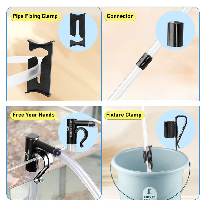 fishkeeper Fish Tank Cleaning Tools Gravel Vacuum for Aquarium, 80GPH/256GPH Fish Tank Vacuum Gravel Cleaner with Hanging Clip & Flow Control Clamp Small - BeesActive Australia