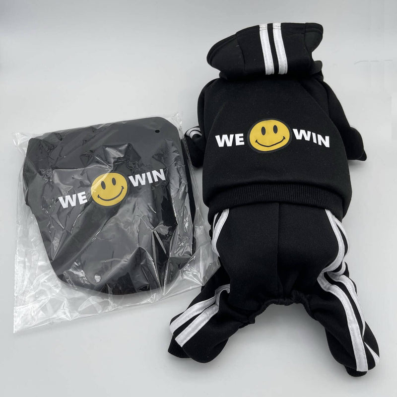Pet Cat Dog Cute Outfit Clothes Hoodie Jumpsuit Tracksuit Jacket Winter Sweater 4-Legs Style Black for Puppy Small to Medium Dogs Boy and Girl - BeesActive Australia