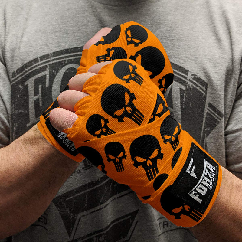 [AUSTRALIA] - Forza Sports 180" Mexican Style Boxing and MMA Handwraps Skulls Orange 