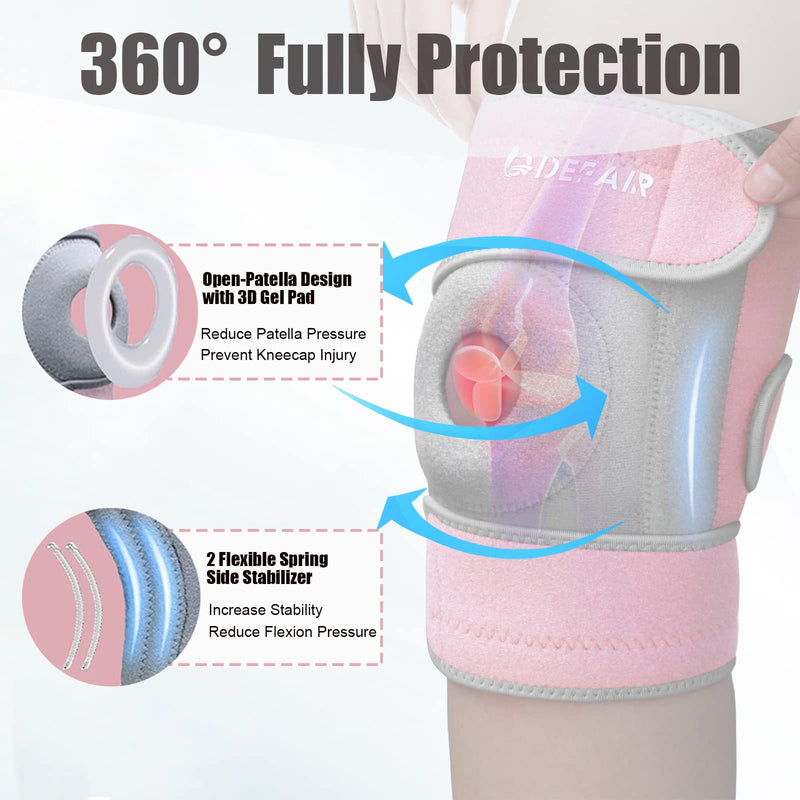 Knee Support Brace for Women Arthritis/Joint Pain Relief/Meniscus Tear, Extra Large Knee Compression Sleeve for Weight Lifting/Running, Patella Tendon Knee Supports with 3 Adjustable Straps Mum Gifts Pink-Grey M-XXL(15" to 22"/40cm to 56cm) - BeesActive Australia