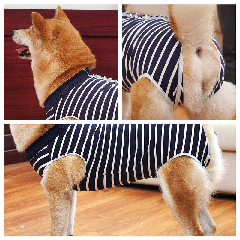 LIANZIMAU Dog Surgery Recovery Suit, Cone E-Collar Alternative Professional Protective Shirt for Male Female Dogs After Surgery, Dog Surgical Recovery Suit XL Stripe - BeesActive Australia