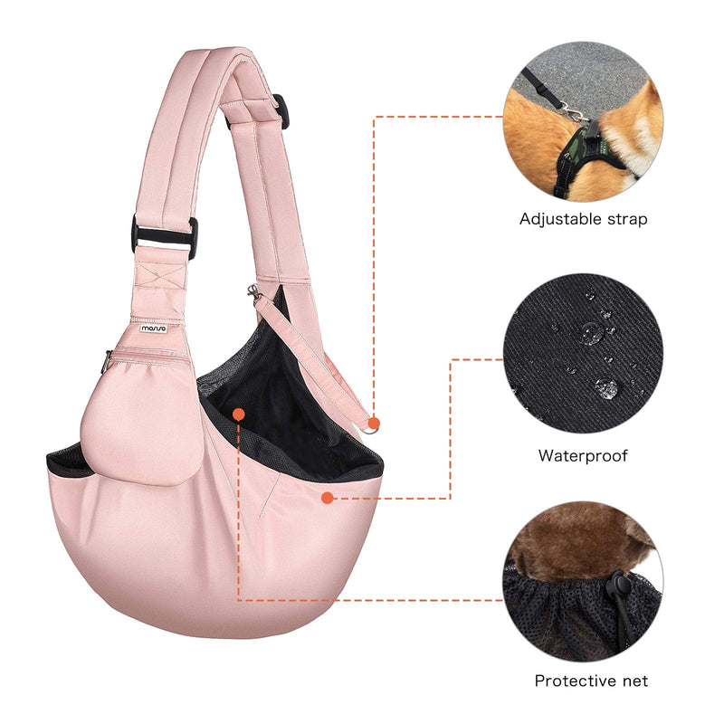 MOSISO Small Dog Cat Carrier Sling Bag, Pet Carrier Tote Bag Hands Free Adjustable Padded Strap Breathable Polyester Soft Carrying Travel Shoulder Bag with Front Pocket for Dogs Cats Pink - BeesActive Australia