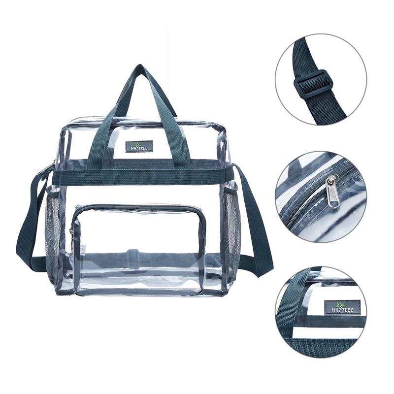 MAY TREE Clear Bag Stadium Approved, Transparent Tote Bag and See Through Tote Bag for Work, Sports Games and Concerts-12 x12 x6 (Gray) - BeesActive Australia