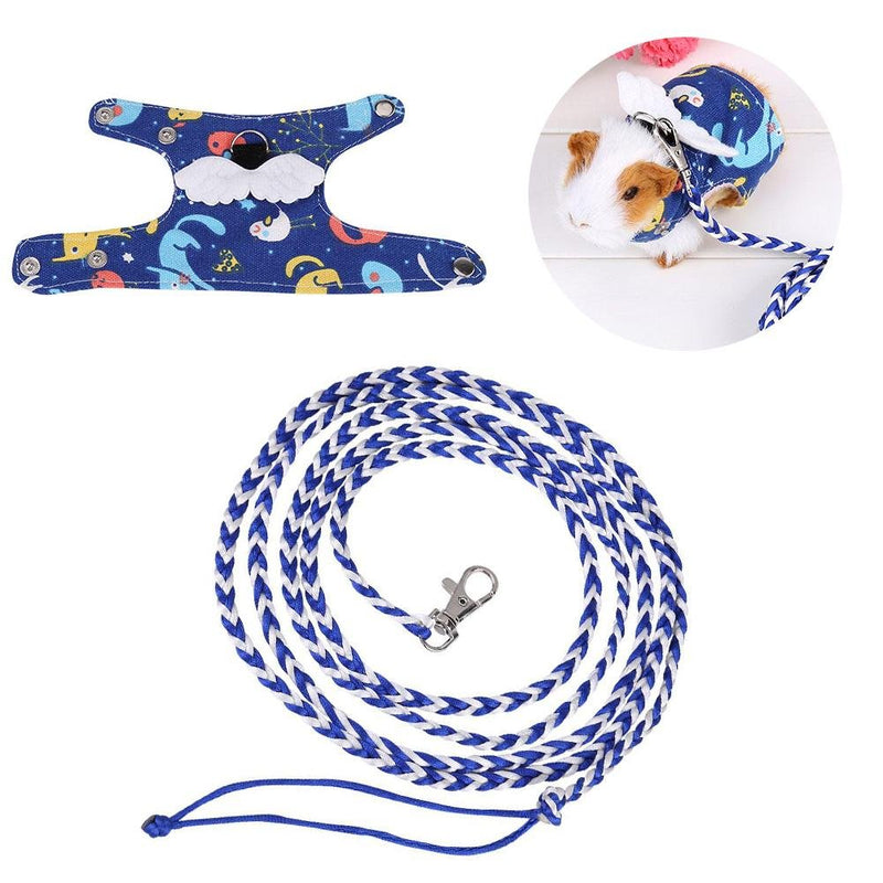 Squirrel Harness, Adjustable Cute Angle Wings Comfort Harness Vest Clothes with Leash Hamster Gerbil Rat Mouse Ferret Chinchilla Small Animal Walking Toy (Light Blue) - BeesActive Australia