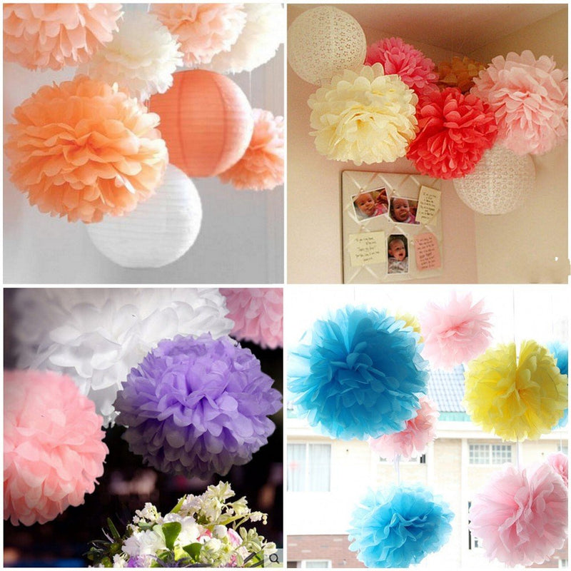 JZK 10 x 20 cm White Tissue pom poms Hanging Paper Flower Balls, Decorations for Wedding Birthday Baby Shower Chiristmas Halloween Bedroom & Various Parties or Occasions - BeesActive Australia