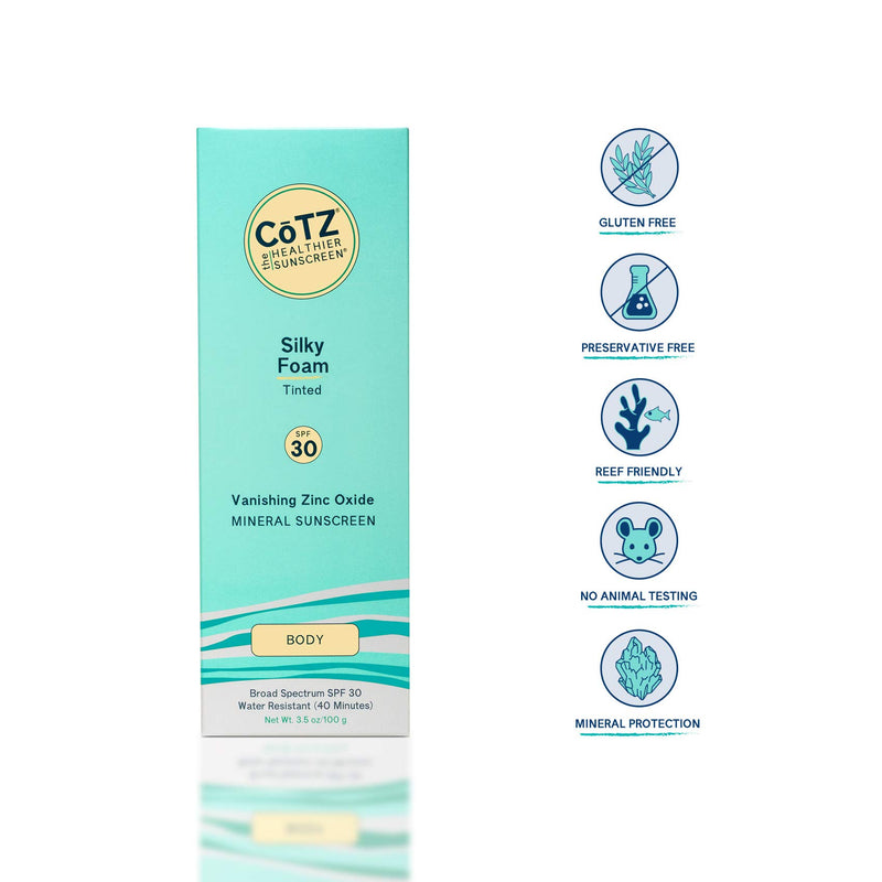 CoTZ Silky Foam Tinted Mineral Sunscreen; Broad Spectrum SPF 30 3.5 oz / 100 g - BeesActive Australia