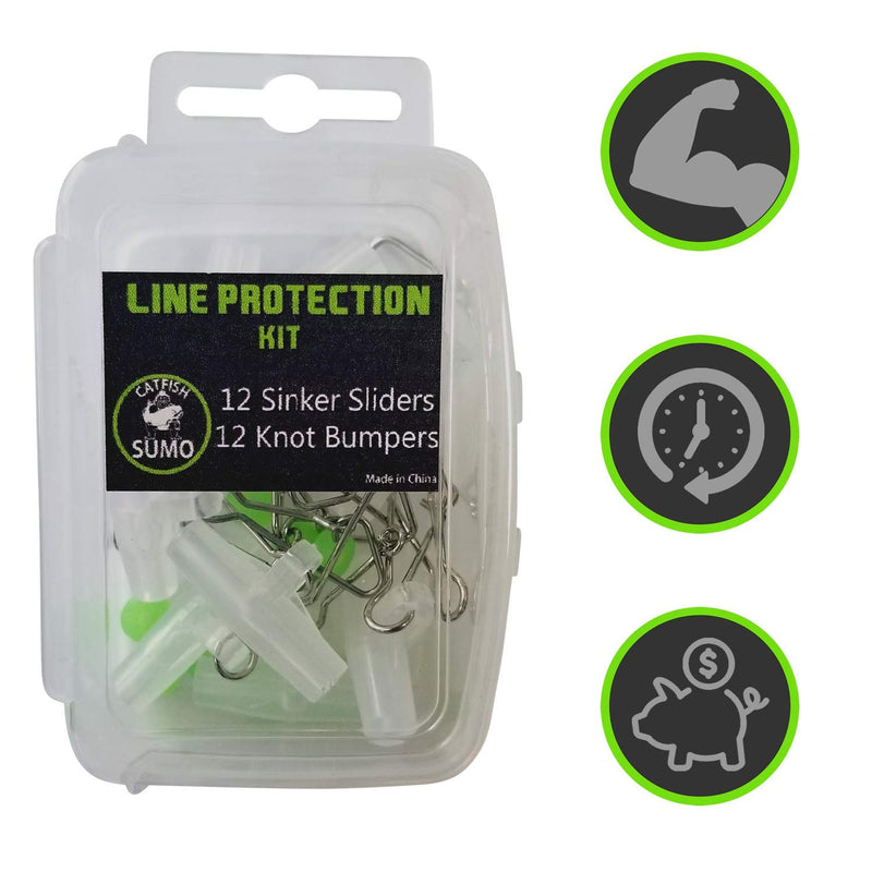 [AUSTRALIA] - Catfish Sumo Fishing Line Protection Kit: No-Twist Sinker Slider + Strong Weight Bumpers - Stop Losing Fish with Heavy-Duty Pieces for Fresh Water and Salt Water 