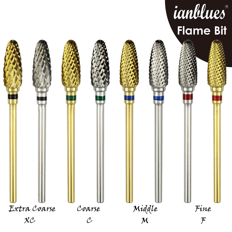 ianblues Nail Drill, Flame Bit, Professional Drill Bit to Quick Remove Nail Gels, Acrylic Gels, Dip Powder (Fine -F, Silver) Fine -F - BeesActive Australia