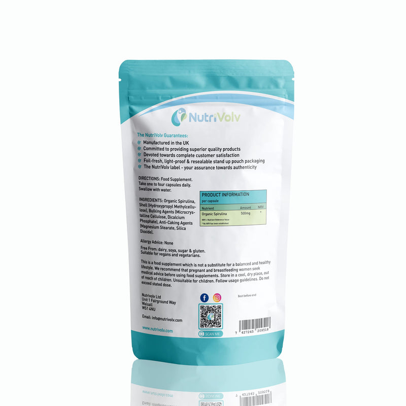 Organic Spirulina 500mg Natural Vegan Protein Source | Detox | Immune Support | Antioxidant | Weight Loss | 60 Capsules - BeesActive Australia
