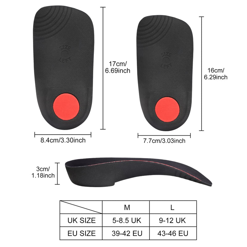 Orthotic Insoles, 3/4 High Arch Support Shoe Inserts Insoles for Women and Men, Orthotic Insoles Support for Plantar Fasciitis, Flat Feet, Over-Pronation, Heel Pain, Heel Spur (5-8.5 UK） Medium(5-8.5 UK） - BeesActive Australia