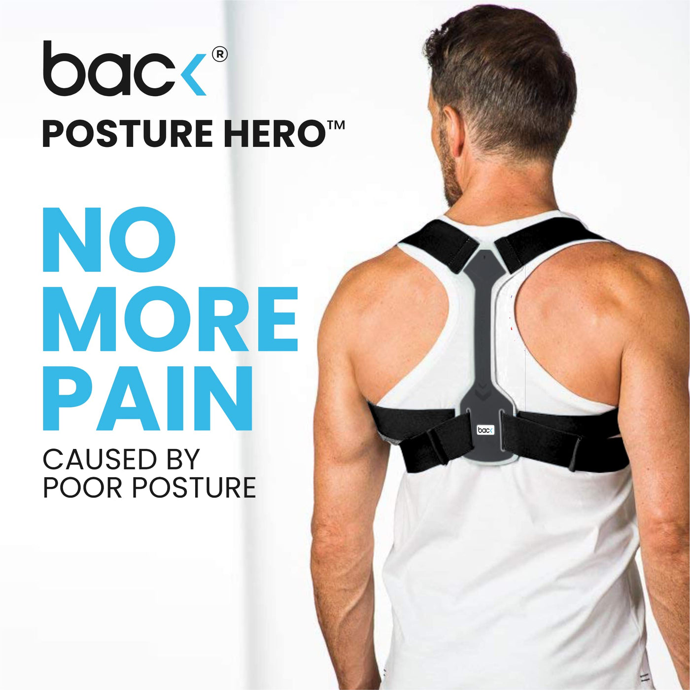 BACK Posture Hero™ Sports for Men & Women - Award Winning Posture Support  (Black/Charcoal Grey, Large)