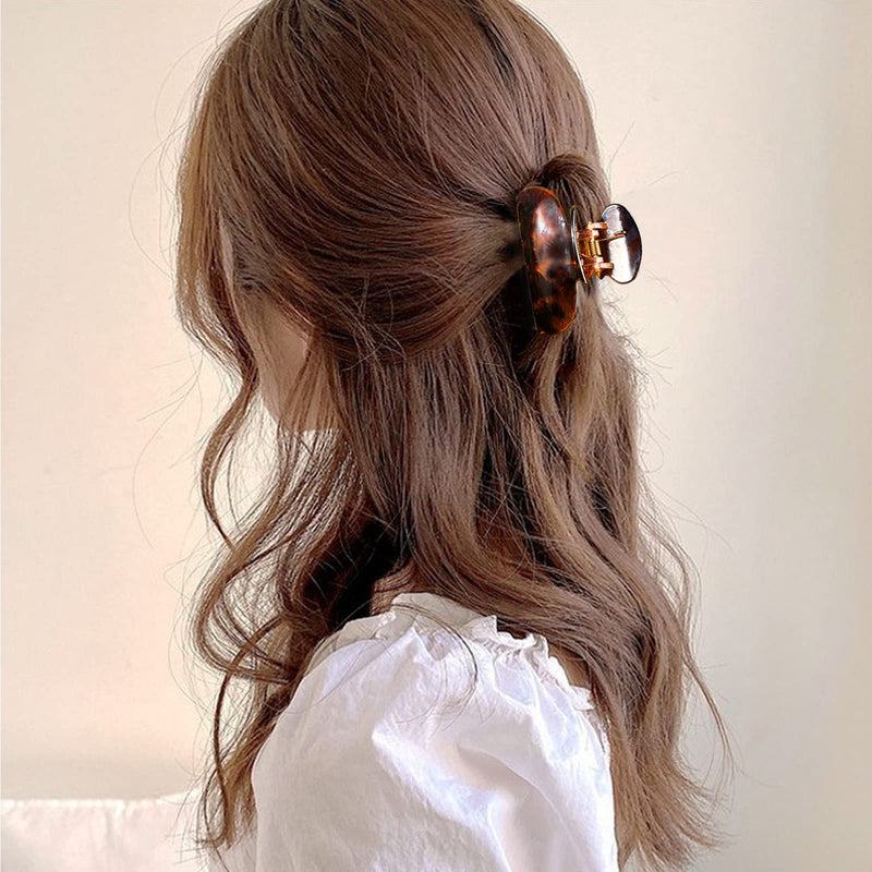 4PCS Medium Hair Claw Clips, Leopard Hair Clips Jaw Claw Clamp Plastic Nonslip Barrettes for Thin and Thick Hair for Girls and Women - BeesActive Australia