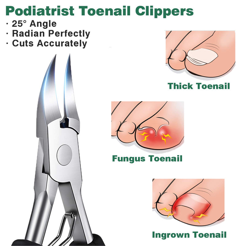 Toenail Clippers Kit for Thick Nails,Large Toenail Clippers for Ingrown Toenails or Thick Nails for Men,Women, Seniors,Adults. Professional Stainless Steel Toenail and Fingernail Clippers Set - BeesActive Australia