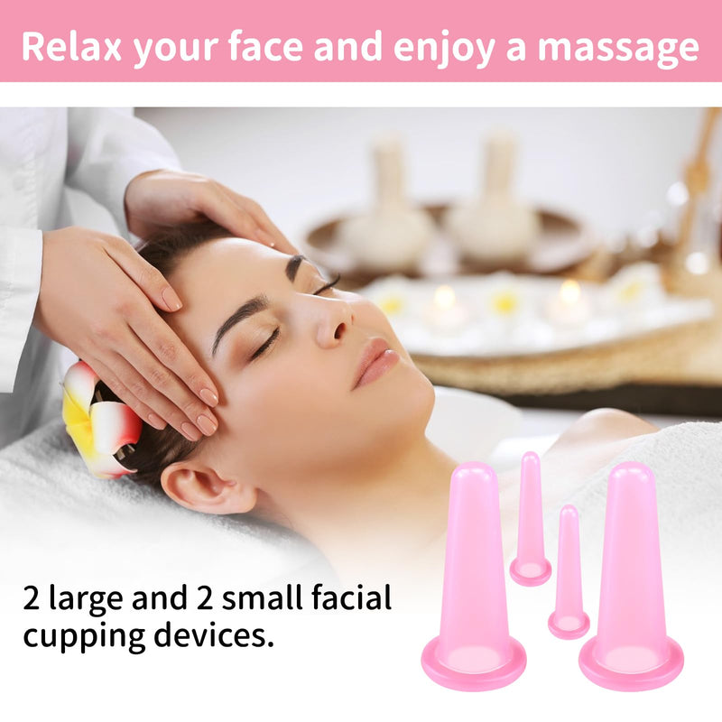 4 Pcs Silicone Facial Cupping Therapy Set Vacuum Massage Cup Kit Body Cupping Cup Set for Face Neck Back Eyes Massage Vacuum Cans Suction Anti Cellulite Massager,Anti-Aging Beauty Tool - BeesActive Australia
