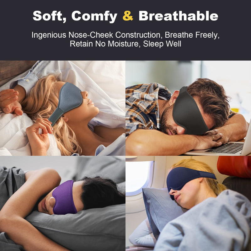 Puikos Eye Mask Sleeping Mask for Women Men Eye Covers for Sleeping Comfortable Adjustable Contoured Blackout Weighted Eyelash Extension Protector Sleep Mask Side Sleeper for Travel Yoga Nap (Pink) Pink - BeesActive Australia