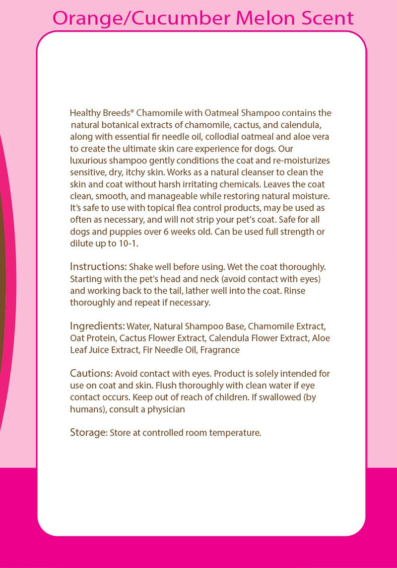 Healthy Breeds Chamomile Oatmeal & Aloe Soothing Shampoo & Conditioner - Over 200 Breeds - Safe with Flea & Tick Topicals - Orange & Cucumber Melon Scent - 8 oz Shih Tzu - BeesActive Australia