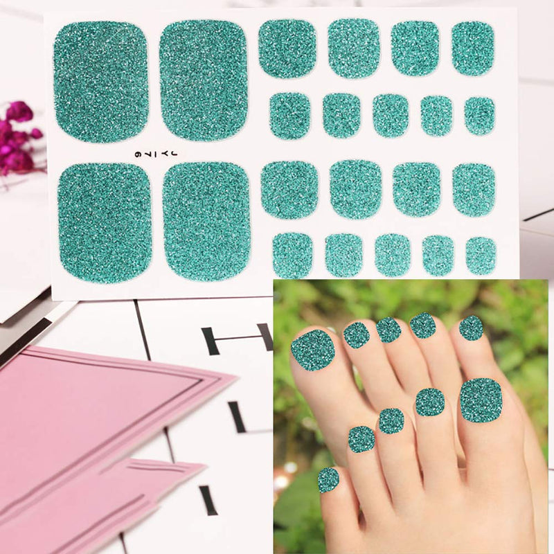 WOKOTO 6 Sheets Adhesive Toenail Art Polish Decals With 1Pcs Nail File Glitter Nail Wraps Sticker Strips Manicure Kits For Women - BeesActive Australia