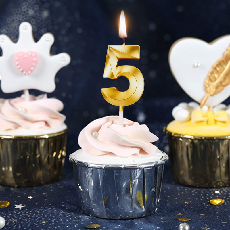 LUTER Gold 3D Diamond Shape Happy Birthday Cake Candles with Fold Design Number Candles Number 1 Birthday Candle Cake Topper Decoration for Party Kids Adults - BeesActive Australia