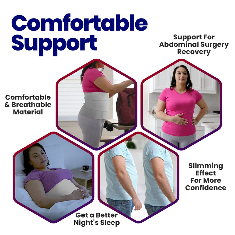 Armstrong Amerika Wide Abdominal Binder Belly Wrap – Plus Size Postpartum Tummy Tuck Belt Provides Slimming Bariatric Stomach Compression or to Help Hernia or Post Surgery Healing & Support (XXL) XXL (Pack of 1) - BeesActive Australia