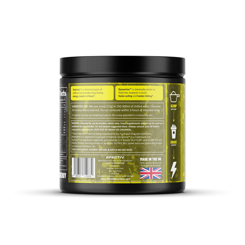 Efectiv Nutrition The Edge Pre Workout 300g | Beta Alanine | Caffeine | Dynamine | Teacrine | Helps Provide Fast Clean Energy and Focus | 25 Servings (Lemon Sherbert) Lemon Sherbert - BeesActive Australia