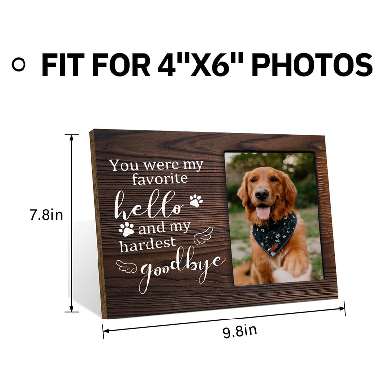 PZJIEAN You were My Favorite Hello and My Hardest Goodbye - Pet Dog Memorial Wooden Picture Frame, Pet Photo Frame Gift for Dog Owners Sympathy for Loss of Dog Cat, Holds 4x6 Inch Photo - BeesActive Australia