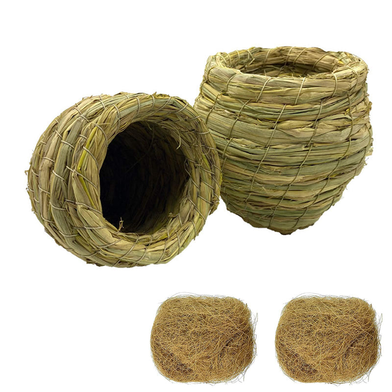 2Pcs Birdcage Straw, Lucky Interests Natural Fiber Simulation Birdhouse, Resting Breeding Place for Birds, Handmade Birds Nest Straw Bird, Hideaway from Predators, Provides Shelter from Cold Weather - BeesActive Australia