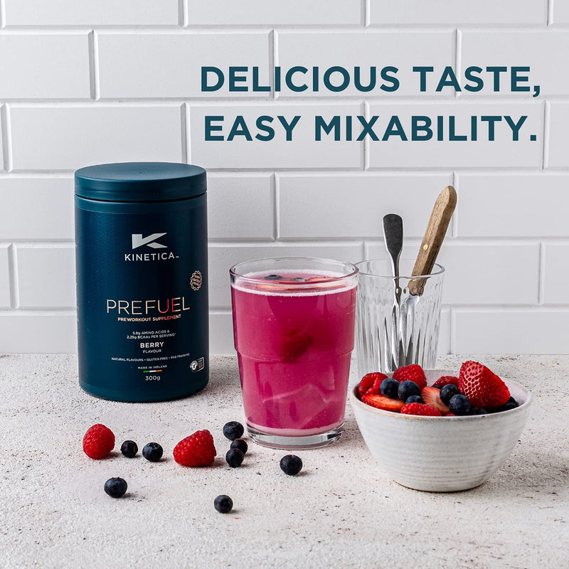 Kinetica PreFuel, Pre Workout, 5.9g Amino Acids & 2.3g BCAA's per Serving, 30 Servings, Watermelon, 300g - BeesActive Australia
