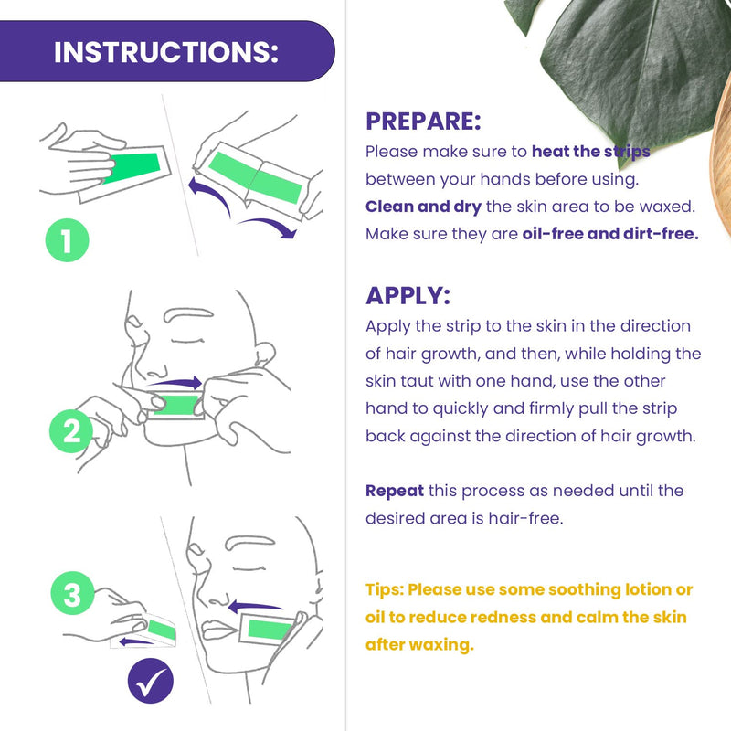 Body Wax Strips 64 Counts, Waxing Strips, Wax Strips for Hair Removal for Women and Men, Wax Strips for Legs, Bikini Area, Armpit, Body and Face, Bikini Wax Strips, Waxing Strips for Brazilian Wax with 40 Body Strips and 24 Facial Strips plus 4 Calming... - BeesActive Australia