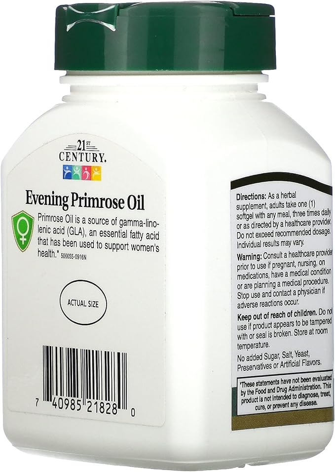 EVENING PRIMROSE OIL 500mg, 60 SOFTGELS by 21st Century HealthCare - BeesActive Australia